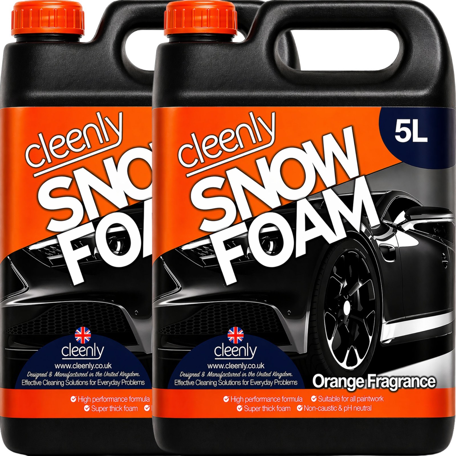 Cleenly Snow Foam Car Wash PH Neutral Wax Pre Wash Non Caustic Orange Valet 10L