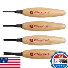FLEXCUT Micro Shallow U-Gouge Carving Tool Set - 4pc High Carbon Steel Blades