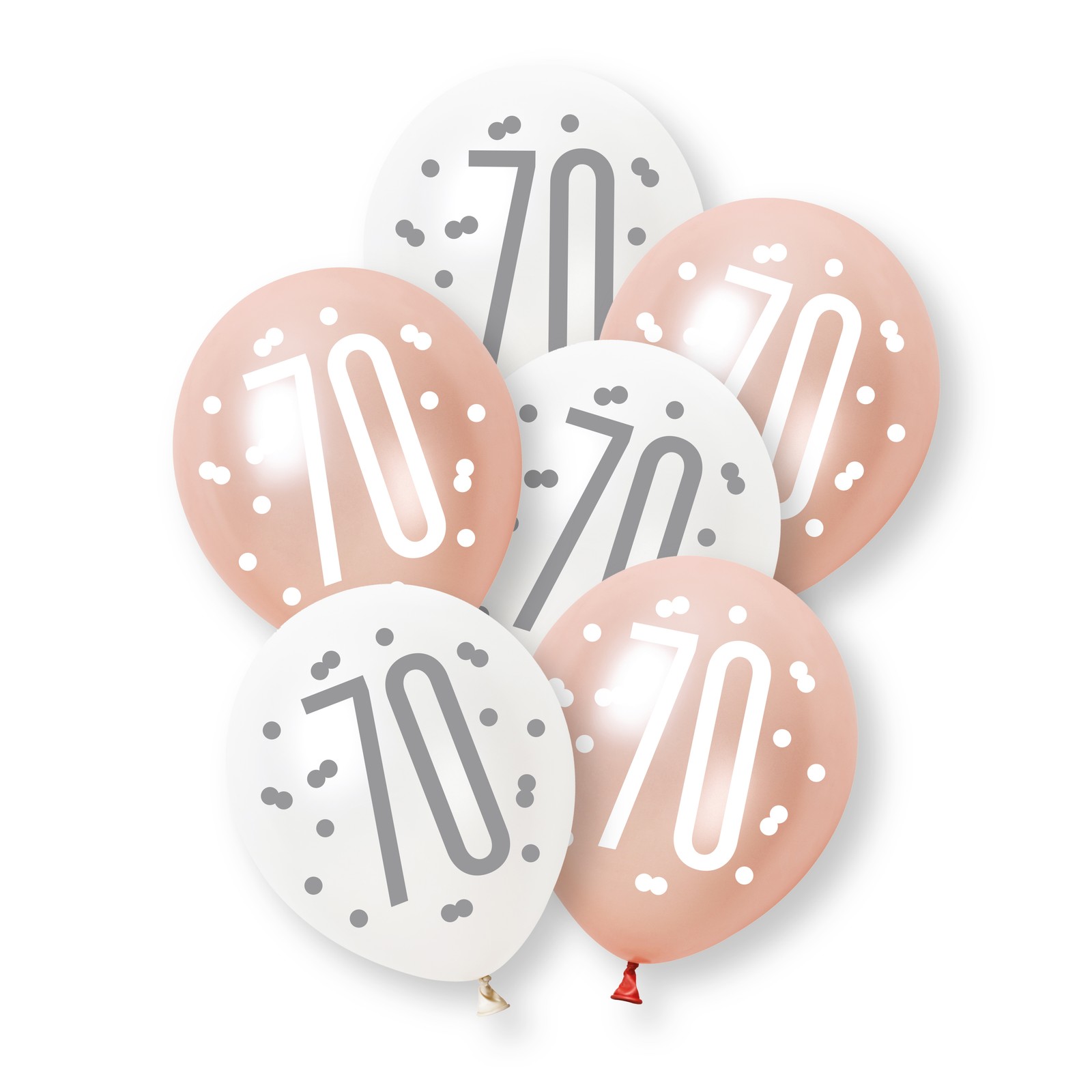 Age 70 Party Balloons Rose Gold 70th Birthday Latex Balloon Party Decorations x6