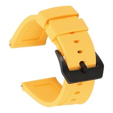 Silicone Watch Bands 26mm Soft Watch Band with Black Buckle, Yellow