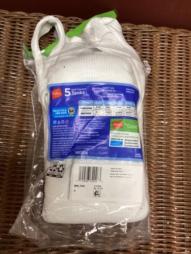 Boys NWD "Hanes" white sleeveless tank undershirts. Size M 10-12. ONLY 4 TANKS - Picture 2 of 2