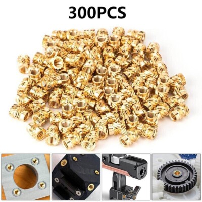 300pcs M2-M6 Brass Knurled Nut Threaded Heat Set Inserts for Plastic 3D Printing