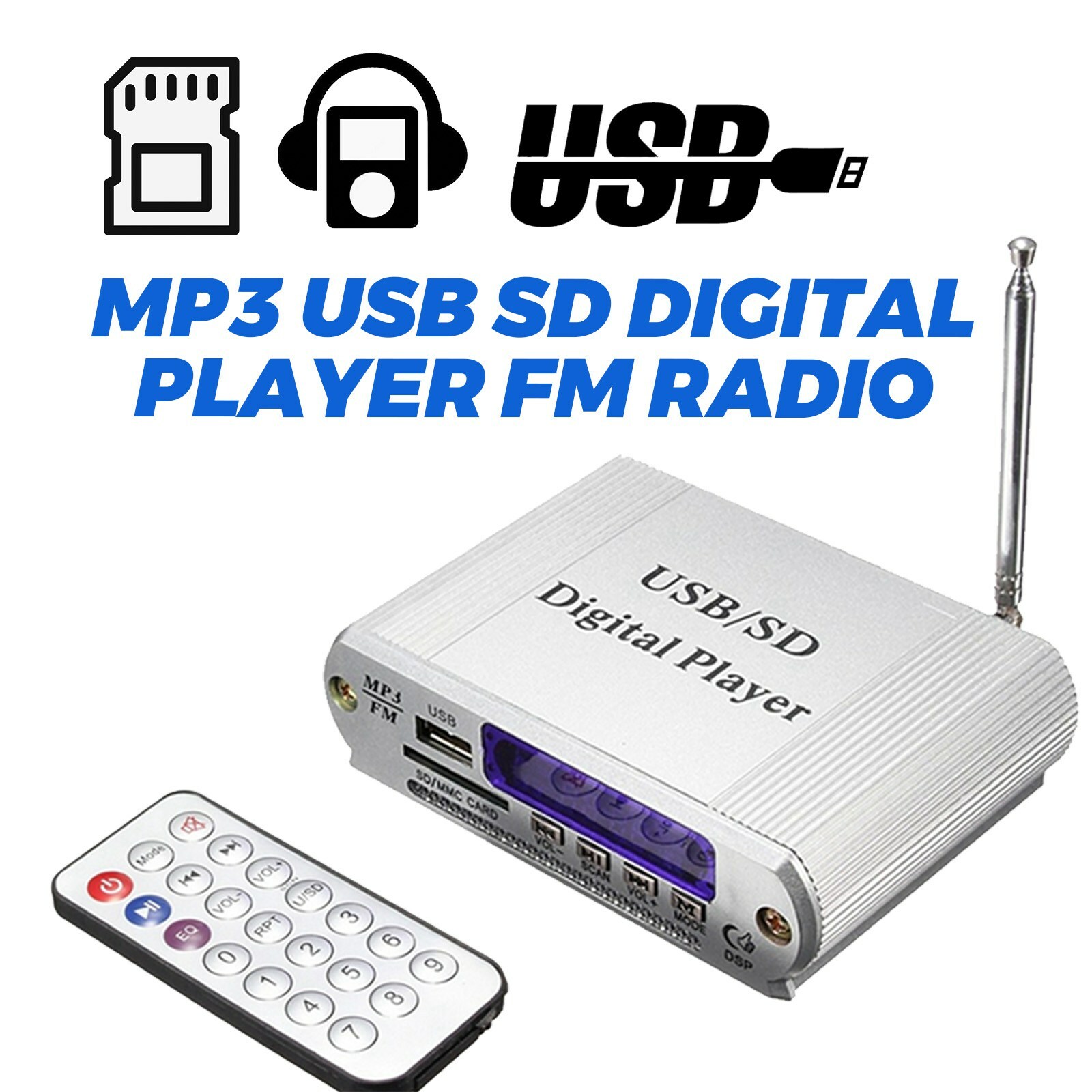 Fm Radio Remote Control Led Display Headphone 2