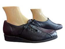 NOS 8 M Vtg 70s Does 40s Shoes SIDE TIE Leather Wedge Heel Mello Mates Nurses