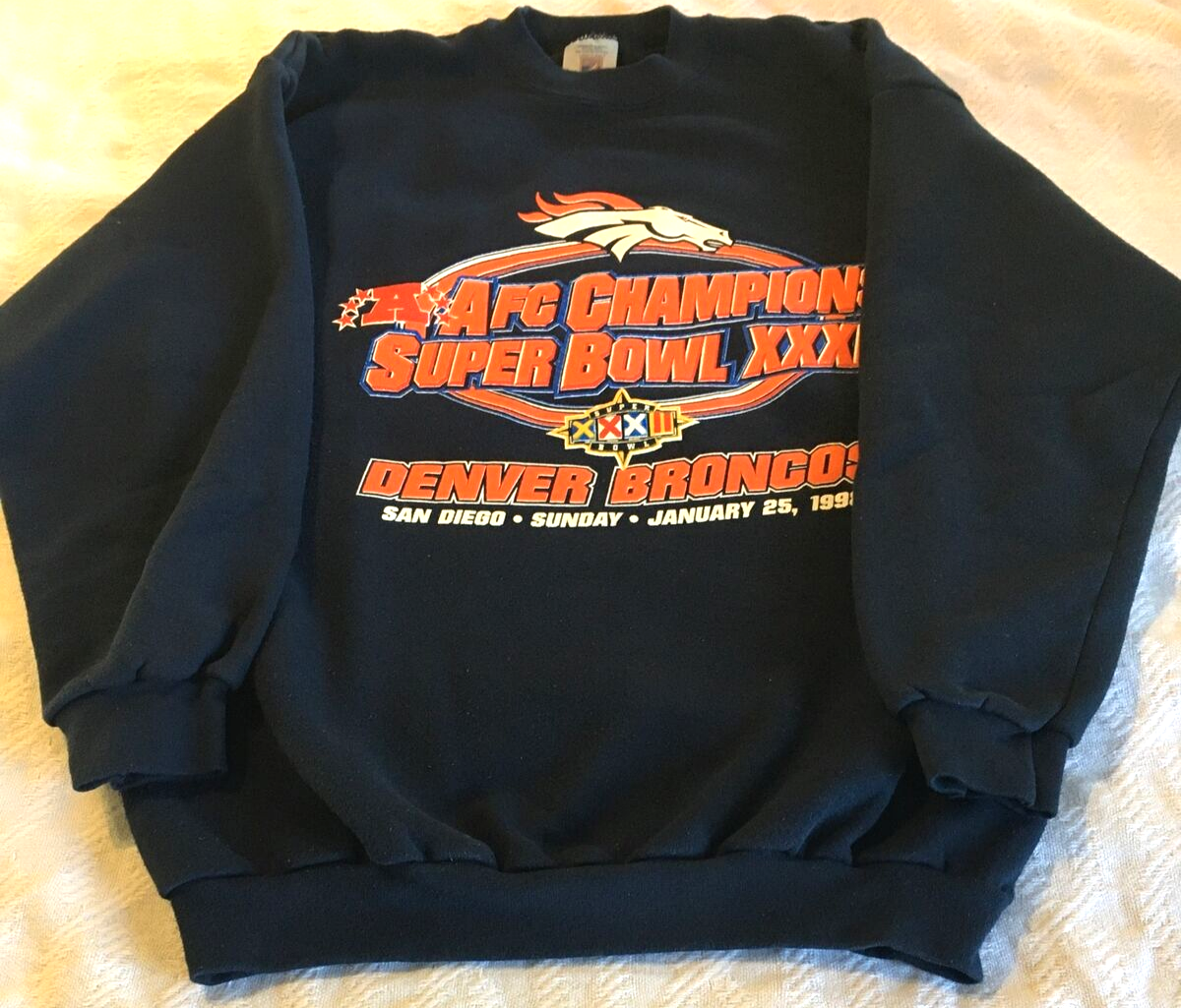 1998 Logo Denver Broncos Super Bowl AFC Champions Sweatshirt, XL