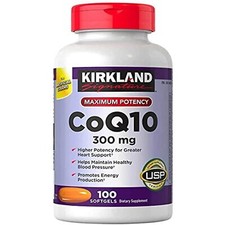Kirkland Signature Maximum Potency CoQ10 300 mg 100 Softgels Each