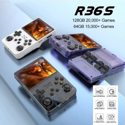 R36s Retro Handheld Videospiel Konsole-21000 Spiele vorinstalliert 64GB / 128GB