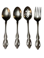 Oneida Brahms Stainless Flatware Lot of 4 SERVING UTENSILS SPOONS FORK SLOTTED