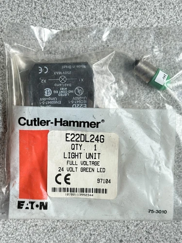 NEW EATON CUTLER HAMMER E22DL24G LIGHT UNIT FULL VOLTAGE 24V GREEN LED