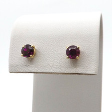 14k Gold Rhodolite Garnet Stud Earrings January Birthstones New