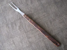 GRILL FORK, Turner w Hardwood Handle  Long Handled Approx. 15" Total - Vintage
