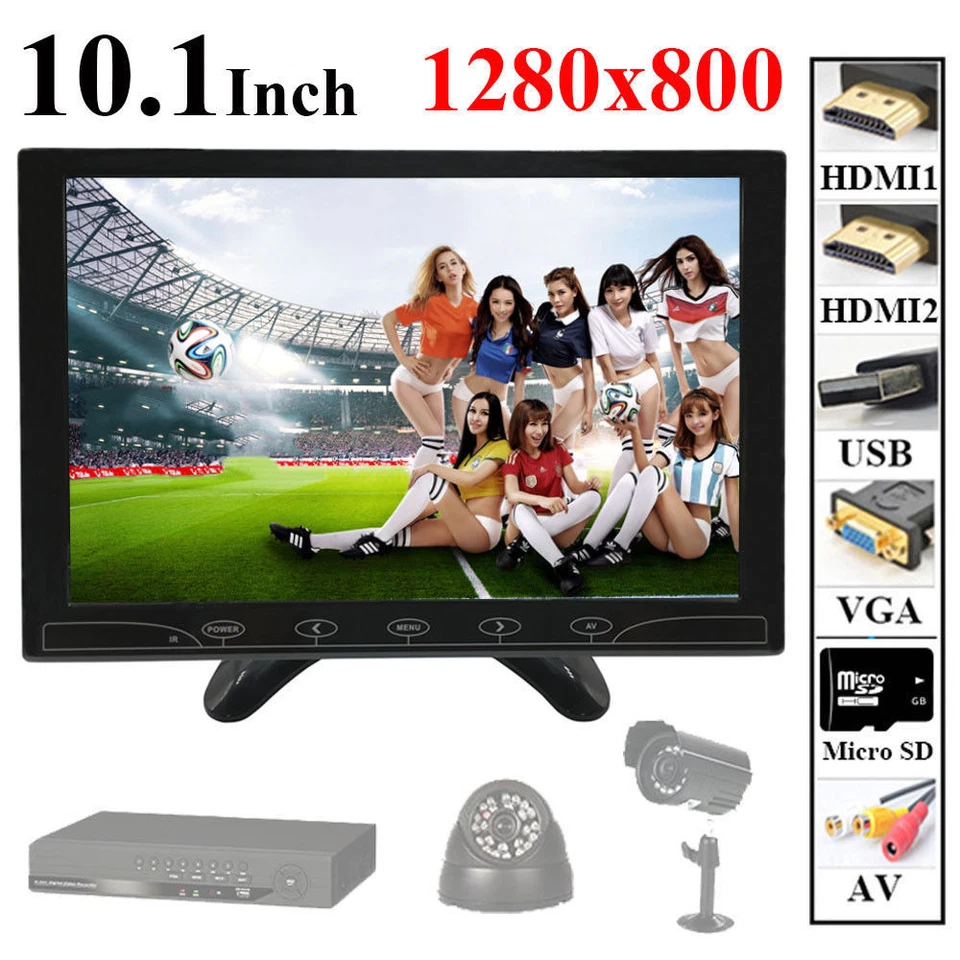 10.1 in CCTV Security Monitor PC IPS Screen 1080P Video HDMI/VGA/USB/MicroSD/AV - Image 2 of 4