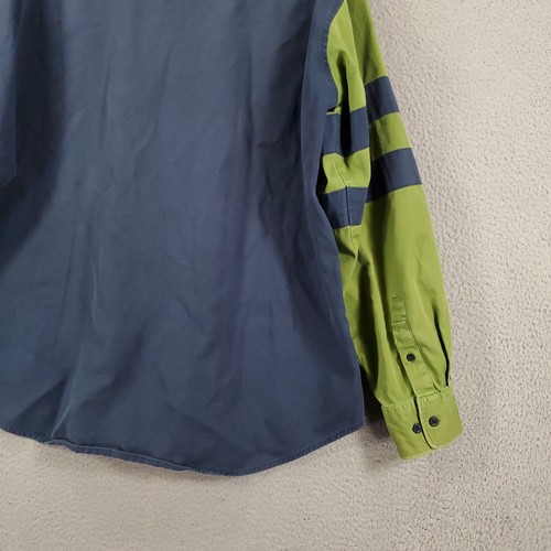Vintage Wrangler Button Up Mens 2XL Brush Poper Spellout Embroidered Blue Green - Picture 14 of 14