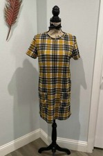 Zara Black/Gold Plaid Mini Dress - S