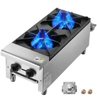 12" Commercial Gas Range Stove 2 Burners Hot Plate Countertop Propane Grate Cook