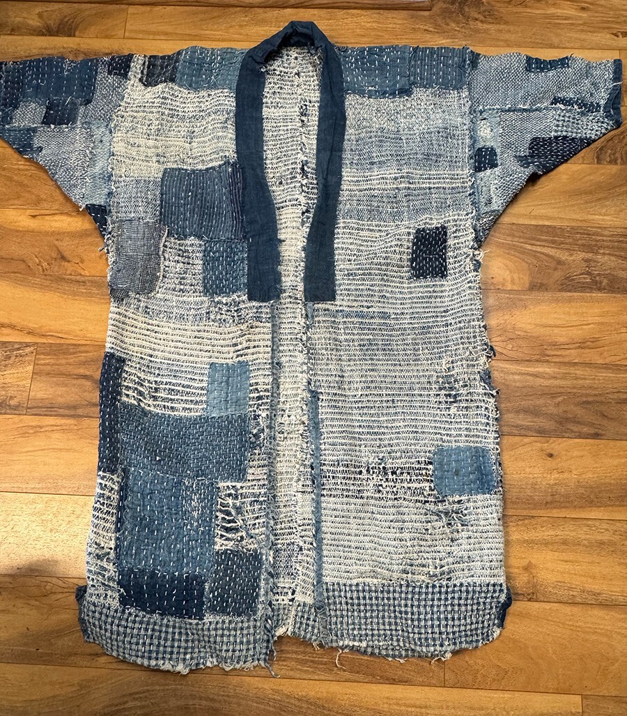 Japanese Vintage Sashiko Sakiori Boro Fisherman's Winter Coat
