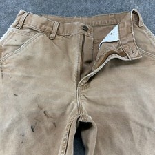 VINTAGE Carhartt Pants Mens 32x30 Brown Tan Carpenter Canvas Sun Faded B11 BRN