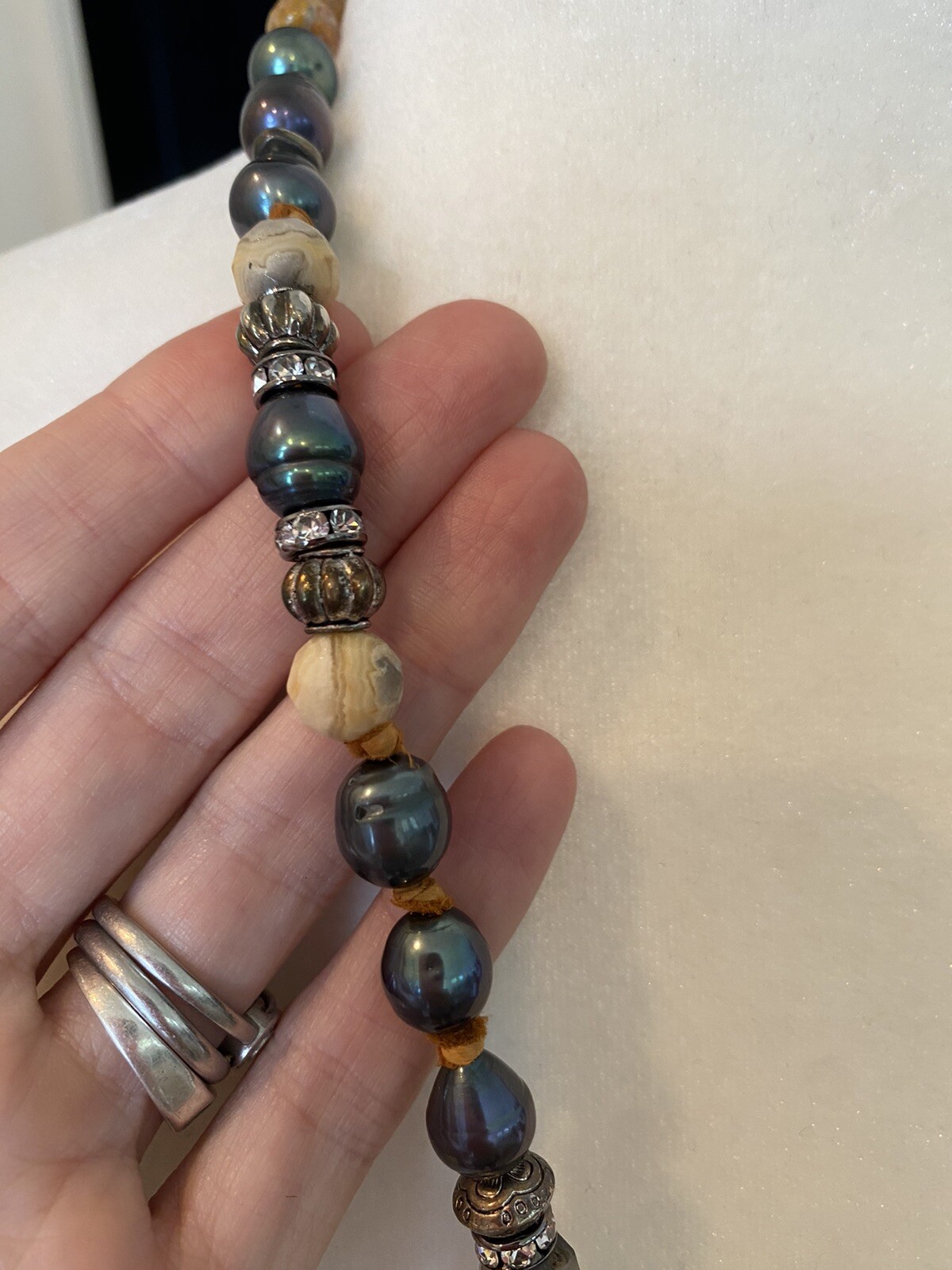 High End statement Long Necklace Southwestern Lea… - image 5