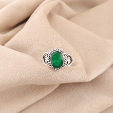 Green Onyx Gemstone 925 Sterling Silver Jewelry Handmade Designer Ring For Girls