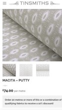 New Fabric TINSMITHS  MACITA - PUTTY  Linen 151cm & 98cm