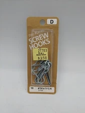 Zinc Plated Screw Hooks, Midwest Fastener, #14x1-1/4, 21703, Lot of 10