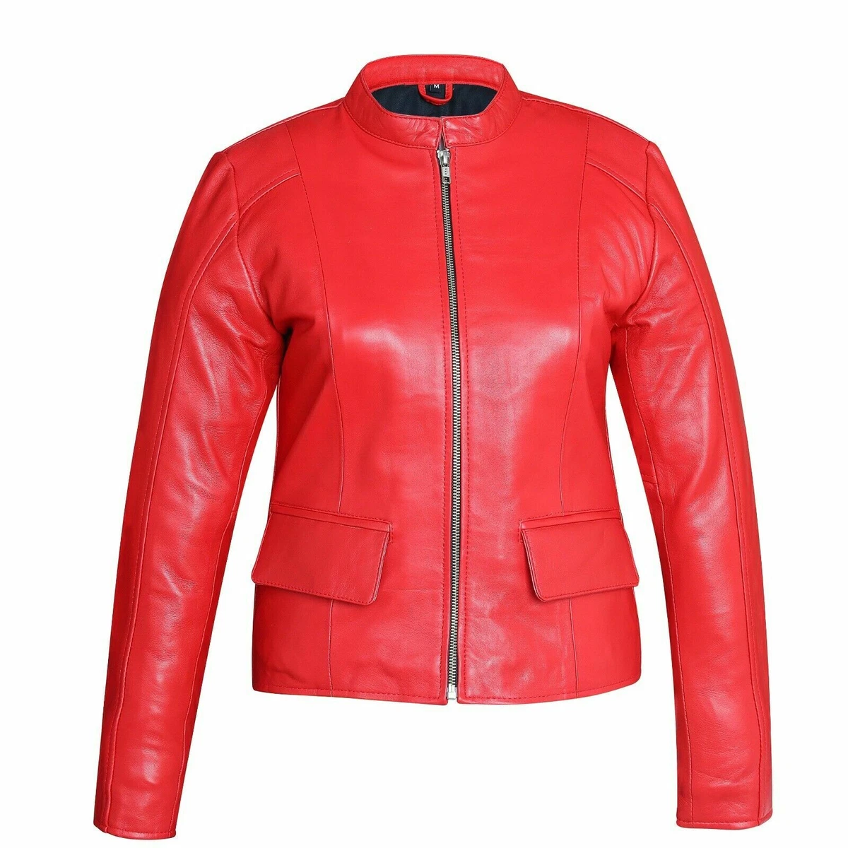 DR200 Giacca In Pelle Da Moto Classica Per Donna: DR200 In Pelle Di Pecora, Colore Rosso - 3