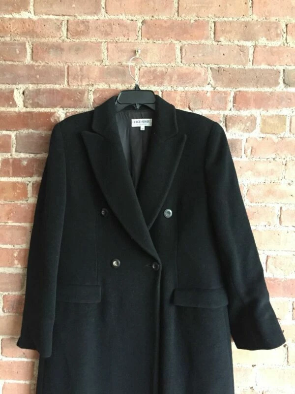 Giorgio Armani — Vintage Giorgio Armani Women’s Black Camel Hair + Wool Coat, Sz 10 Italy