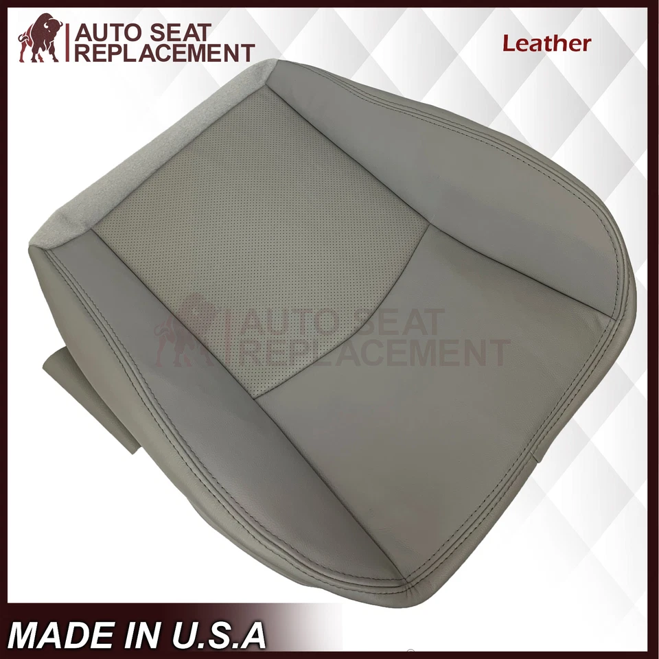 Cubierta de asiento de cuero perforado inferior del conductor gris claro 2004-2009 Cadillac SRX Foto 2 de 4