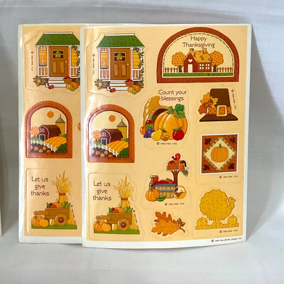 Vintage Stickers Hallmark Sticker Sheet Lot 80s Thanksgiving Cute Animals Fall - Image 4 of 4