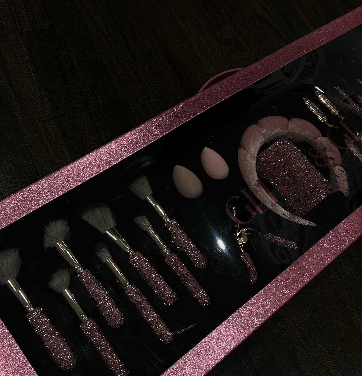 Glitz & Glam 30 Piece Pink Rhinestone Brush Set Make Up Tik Tok Viral