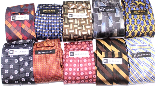 386 ) LOT OF 10 BACHRACH MEN'S TIE 100% SILK MADE IN CHINA-ITALY - Picture 2 of 2
