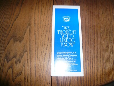 1978 Cadillac EPA Miles Per Gallon Ratings & The Competition Flyer - Vintage