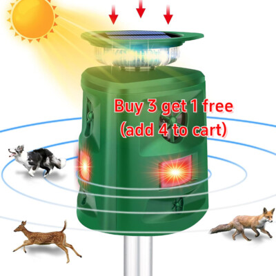 Outdoor Solar Ultrasonic Power Pest Animal Repeller Repellent Garden Cat Dog NEW