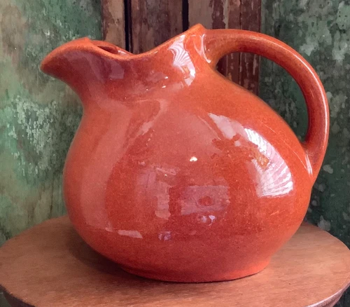 Bauer Pottery Ice Lip Pitcher in Speckled Orange Made in Atlanta, GA