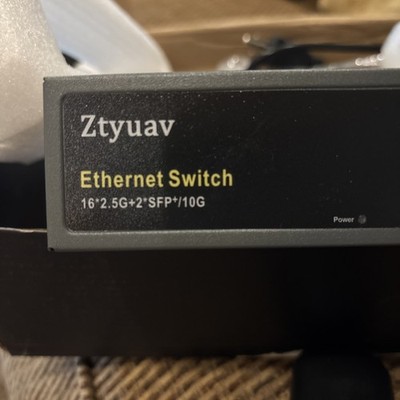 Ztyuav 16 Port PoE Switch2.5G Ethernet Switch | 16x2.5G+2x10G SFP, Black New OBX