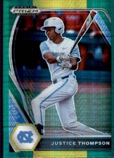 2021 Panini Prizm Draft Picks Justice Thompson Hyper Green & Yellow Prizm