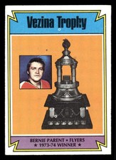 1974 TOPPS BERNIE PARENT 249 VG-EX VEZINA TROPHY HOCKEY PHILADELPHIA FLYERS