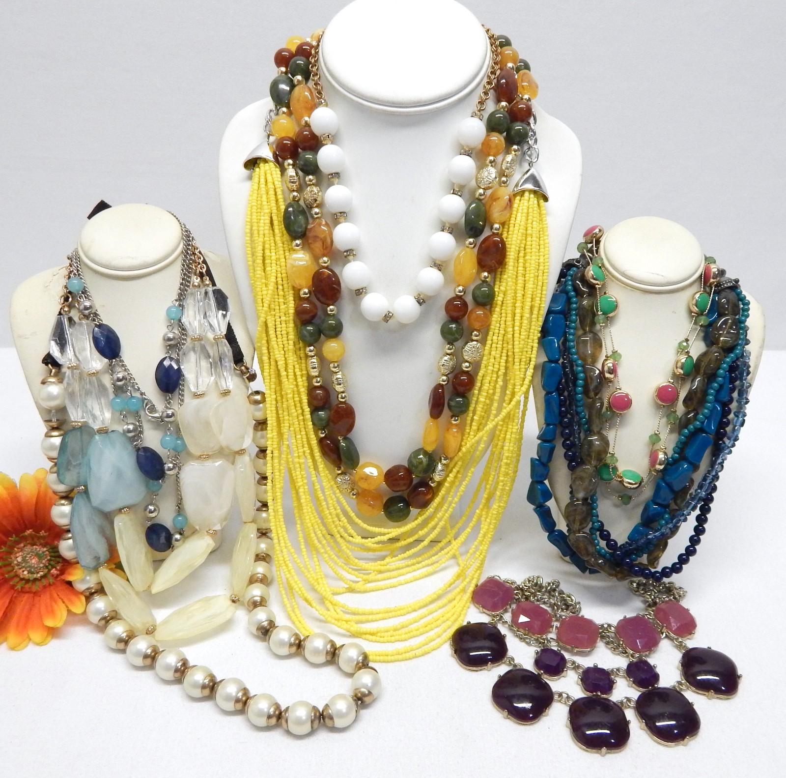 Vintage To Now Fashion Costume Jewelry Necklace Lot Assorted Types & Materials