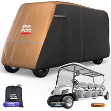 KEMIMOTO 8-Seat Golf Cart Cover 100 X 48 X 66 Inches Brown 600D Oxford