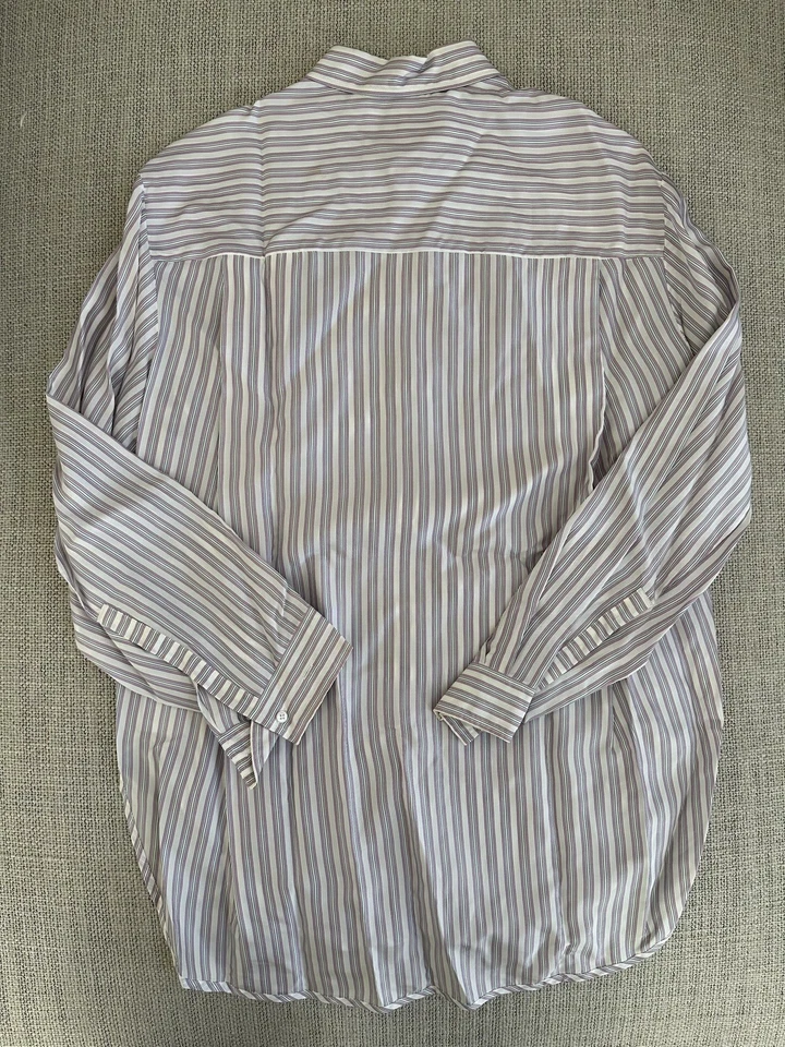 Maje Button Up Blouse Womens 1 Small Striped Oversized Viscose Preppy Corpcore - Image 3 of 4