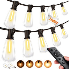 Outdoor String LED Patio Lights - 100Ft 30M outside Waterproof Light with Remote