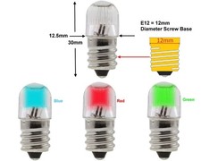 NE-45  B7A  E12 T4 120 Volt Candelabra Lamp Neon Indicator Lamps  Red Green Blue