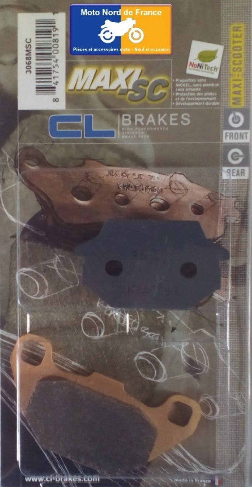 Plaquettes de frein avant Carbone Lorraine pour scooter Kymco People S 125 et 200