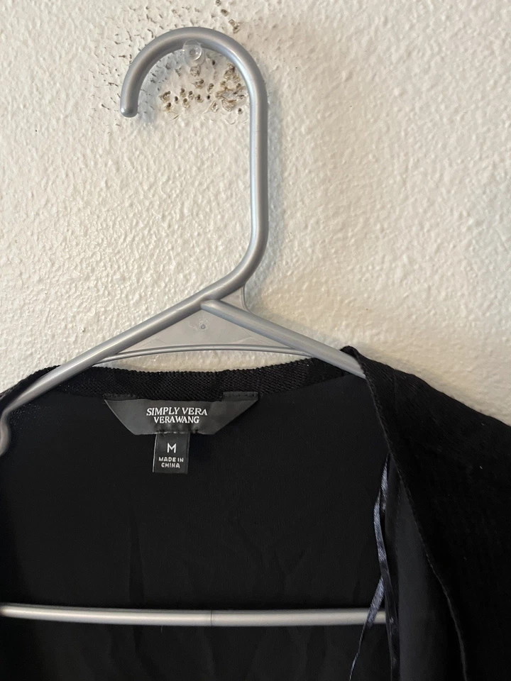 Cárdigan para mujer Simply Vera Wang frente abierto talla M negro manga larga Foto 3 de 4