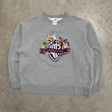 Vintage 90s Looney Tunes Sweatshirt Warner Brothers Bugs Bunny Gray Mens XL