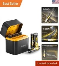 High Output 8 Pack Rechargeable AA Batteries with Stylish Charging Box Included