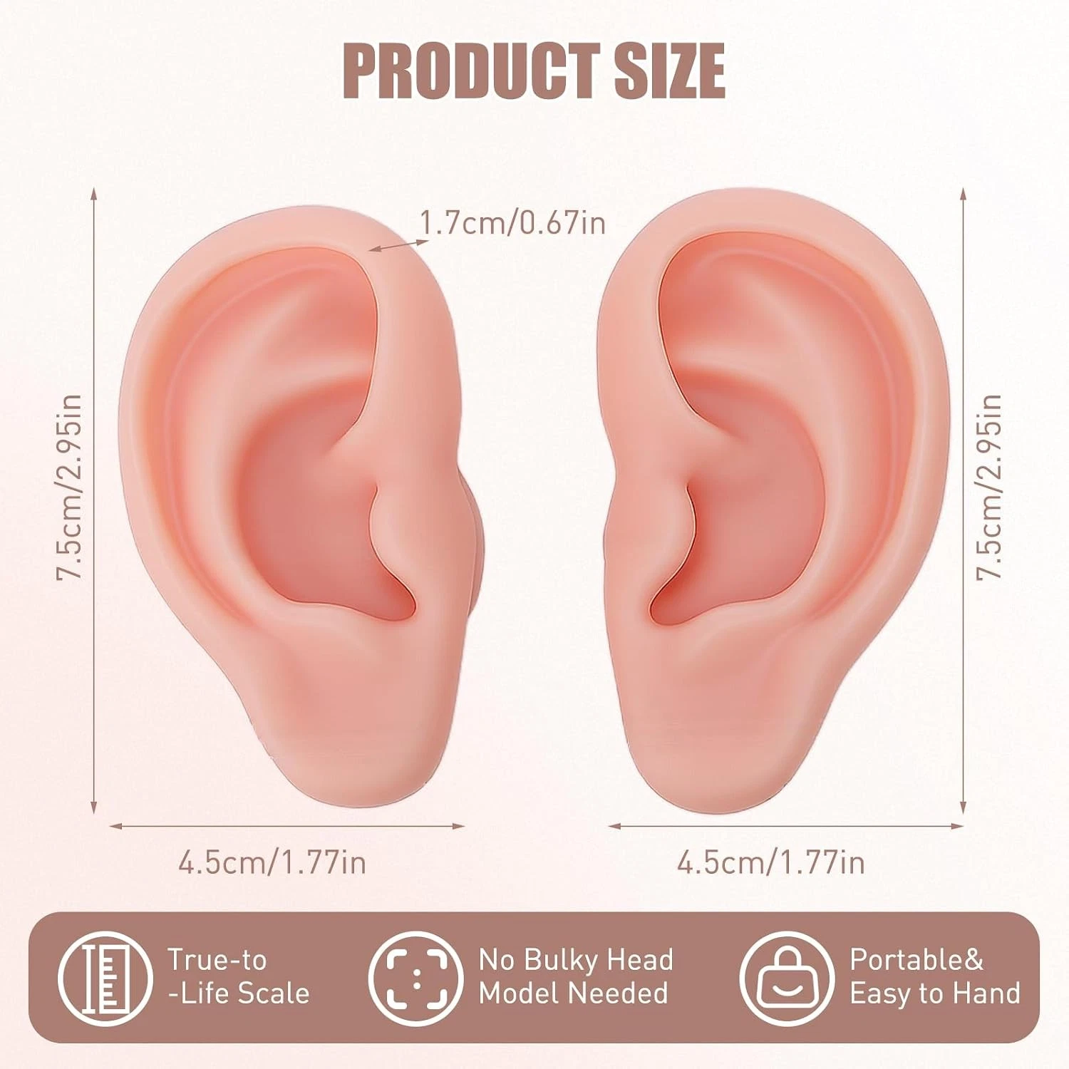 6 Pairs Silicone Ear Model for Piercing Practice - Soft Flexible Reusable Fake E image 3