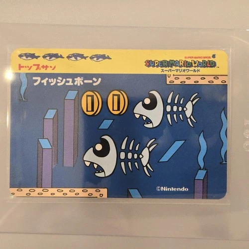 Bandai Fish Bone trading card San Super Mario World Nintendo Vintage NES Near