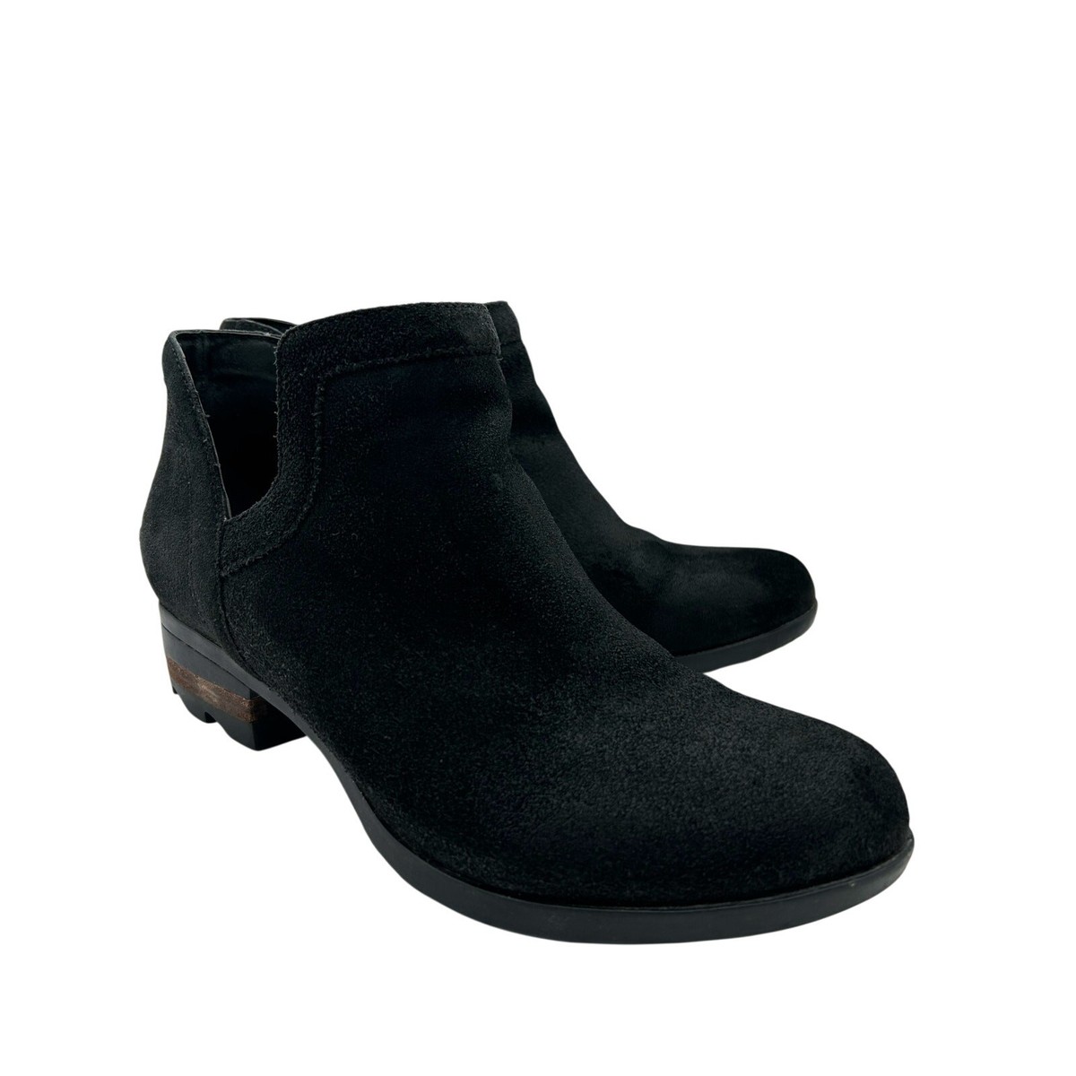 Sorel Lolla Black Suede Leather Cut Out Chelsea Ankle Boots  display picture 2