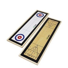 Curling and Shuffleboard 2 in 1 Table Top Game with 8 Rolling Discs